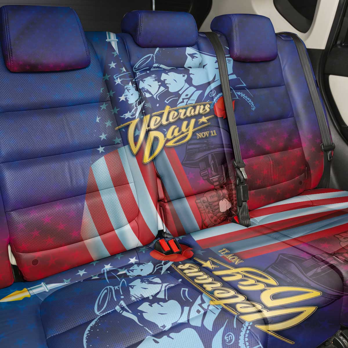Veterans Day Military Never Forget Forever Honor Back Car Seat Cover - Wonder Print Shop