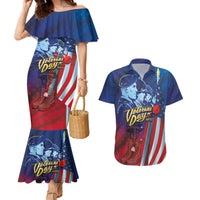 Veterans Day Military Never Forget Forever Honor Couples Matching Mermaid Dress and Hawaiian Shirt - Wonder Print Shop