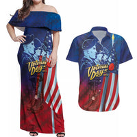 Veterans Day Military Never Forget Forever Honor Couples Matching Off Shoulder Maxi Dress and Hawaiian Shirt - Wonder Print Shop