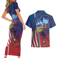 Veterans Day Military Never Forget Forever Honor Couples Matching Short Sleeve Bodycon Dress and Hawaiian Shirt - Wonder Print Shop