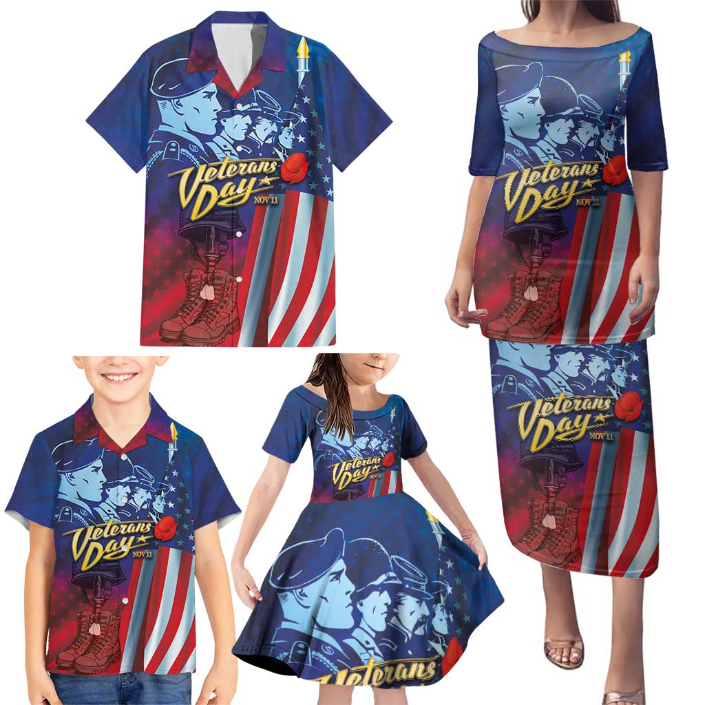 Veterans Day Military Never Forget Forever Honor Family Matching Puletasi and Hawaiian Shirt - Wonder Print Shop