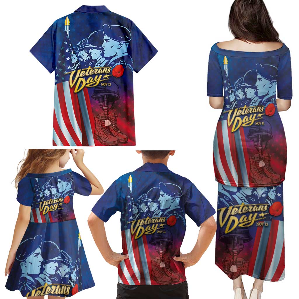 Veterans Day Military Never Forget Forever Honor Family Matching Puletasi and Hawaiian Shirt - Wonder Print Shop