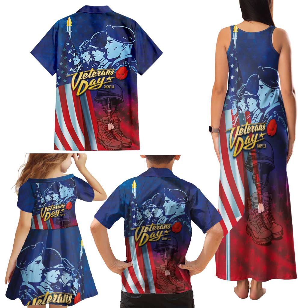 Veterans Day Military Never Forget Forever Honor Family Matching Tank Maxi Dress and Hawaiian Shirt - Wonder Print Shop