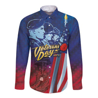 Veterans Day Military Never Forget Forever Honor Long Sleeve Button Shirt - Wonder Print Shop