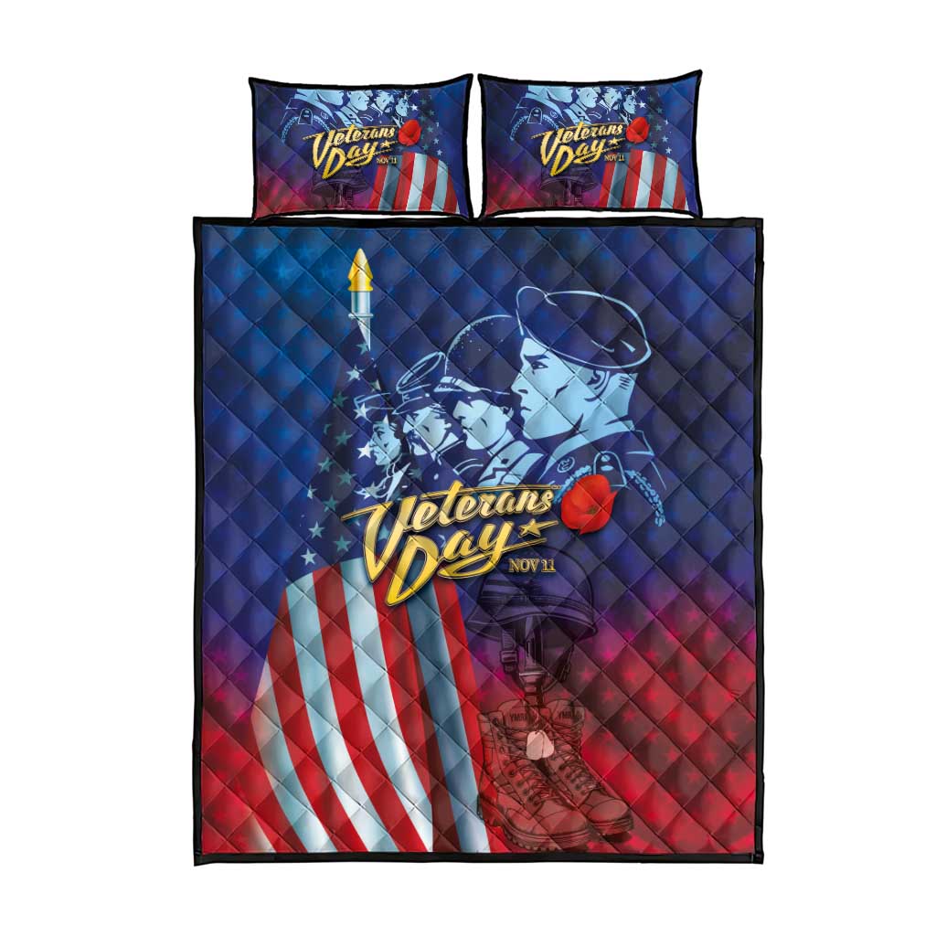 Veterans Day Military Never Forget Forever Honor Quilt Bed Set - Wonder Print Shop