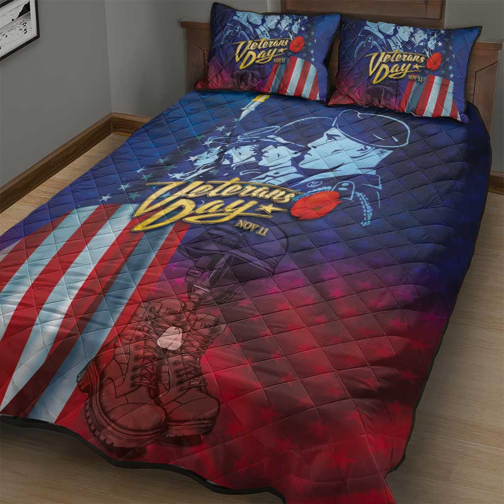 Veterans Day Military Never Forget Forever Honor Quilt Bed Set - Wonder Print Shop