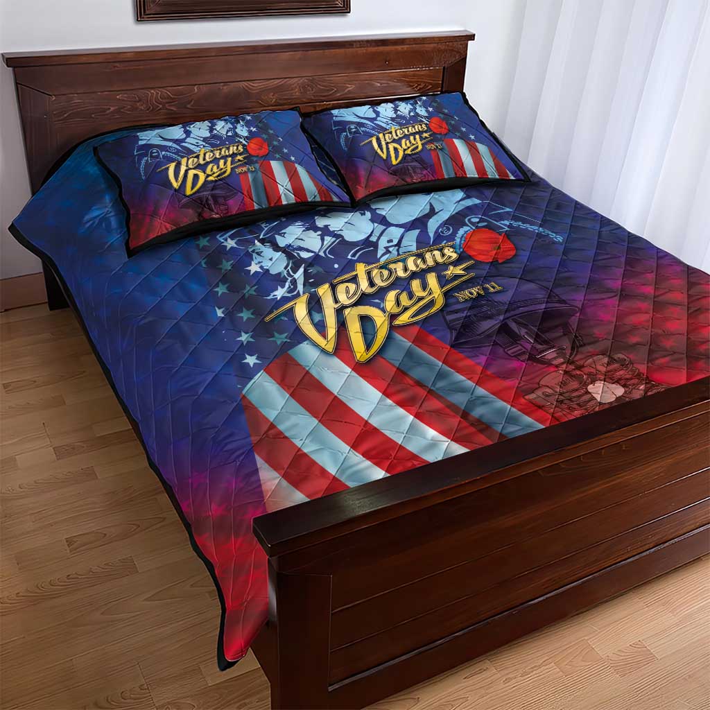 Veterans Day Military Never Forget Forever Honor Quilt Bed Set - Wonder Print Shop