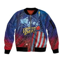 Veterans Day Military Never Forget Forever Honor Sleeve Zip Bomber Jacket - Wonder Print Shop