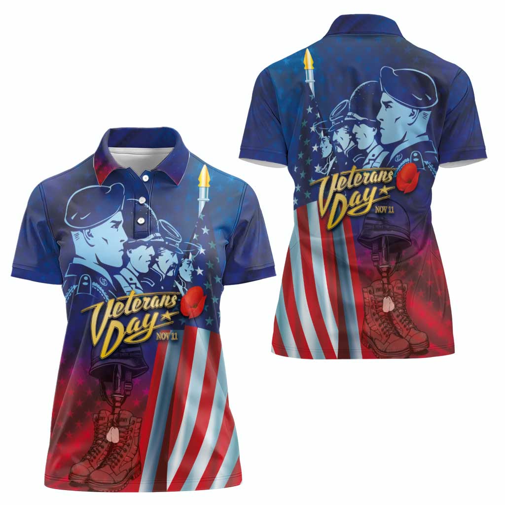 Veterans Day Military Never Forget Forever Honor Women Polo Shirt - Wonder Print Shop