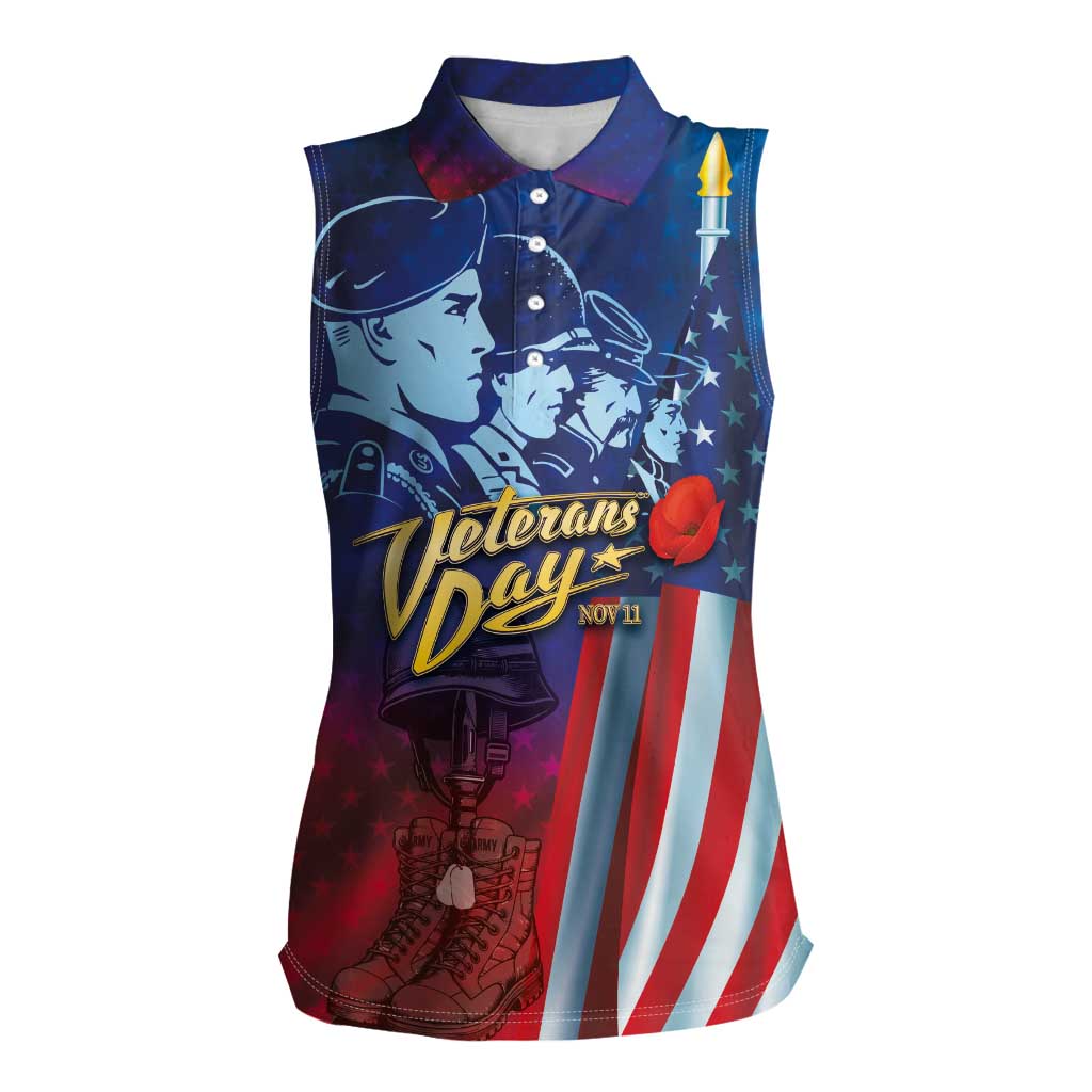 Veterans Day Military Never Forget Forever Honor Women Sleeveless Polo Shirt - Wonder Print Shop