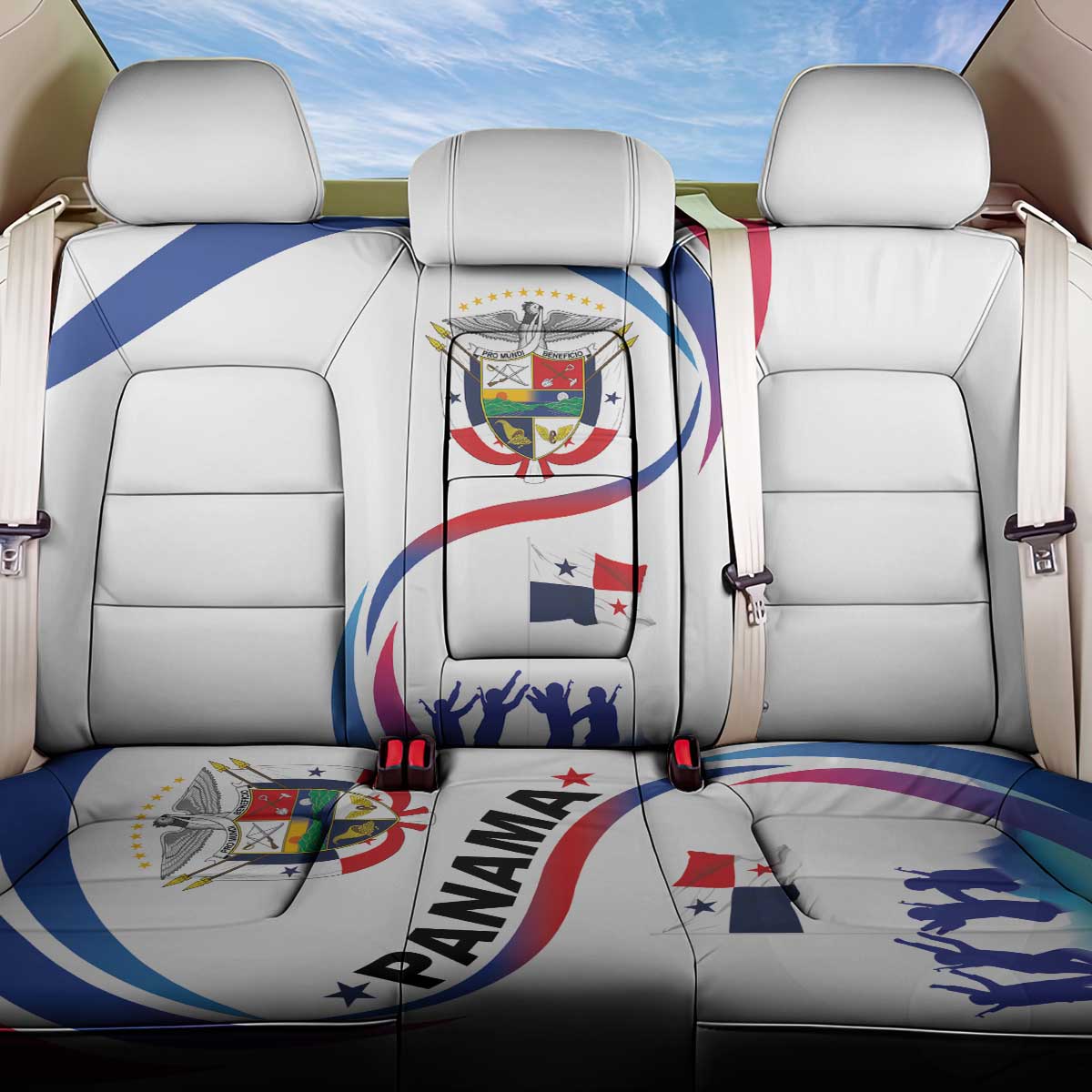 Panama Independence Day Back Car Seat Cover Coat of Arms and Freedom - Wonder Print Shop