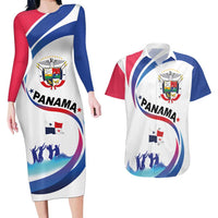 Panama Independence Day Couples Matching Long Sleeve Bodycon Dress and Hawaiian Shirt Coat of Arms and Freedom - Wonder Print Shop