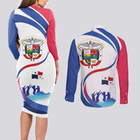 Panama Independence Day Couples Matching Long Sleeve Bodycon Dress and Long Sleeve Button Shirt Coat of Arms and Freedom - Wonder Print Shop