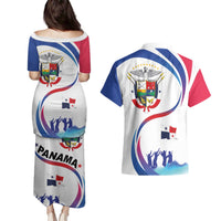 Panama Independence Day Couples Matching Puletasi and Hawaiian Shirt Coat of Arms and Freedom - Wonder Print Shop