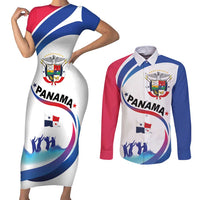 Panama Independence Day Couples Matching Short Sleeve Bodycon Dress and Long Sleeve Button Shirt Coat of Arms and Freedom - Wonder Print Shop