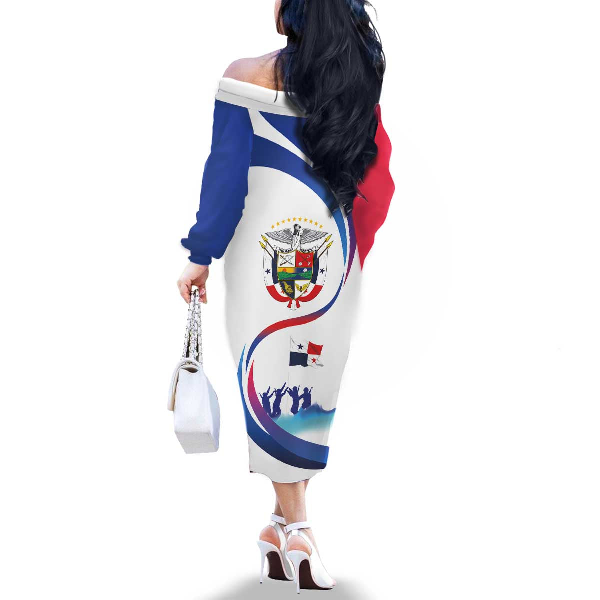 Panama Independence Day Family Matching Off The Shoulder Long Sleeve Dress and Hawaiian Shirt Coat of Arms and Freedom - Wonder Print Shop