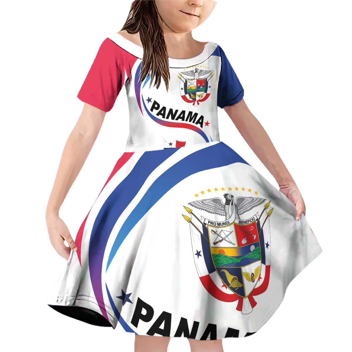 Panama Independence Day Family Matching Off Shoulder Short Dress and Hawaiian Shirt Coat of Arms and Freedom - Wonder Print Shop