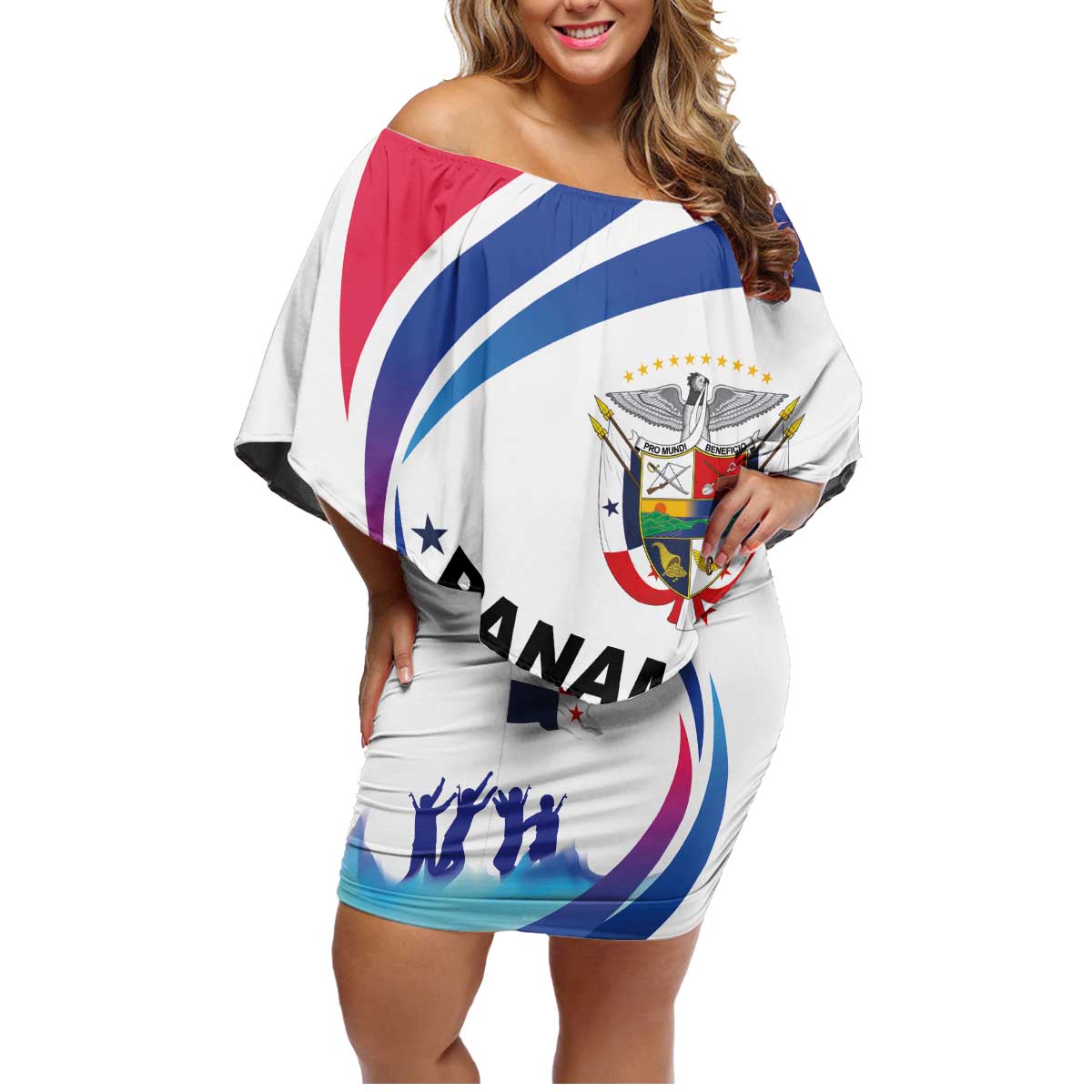 Panama Independence Day Family Matching Off Shoulder Short Dress and Hawaiian Shirt Coat of Arms and Freedom - Wonder Print Shop