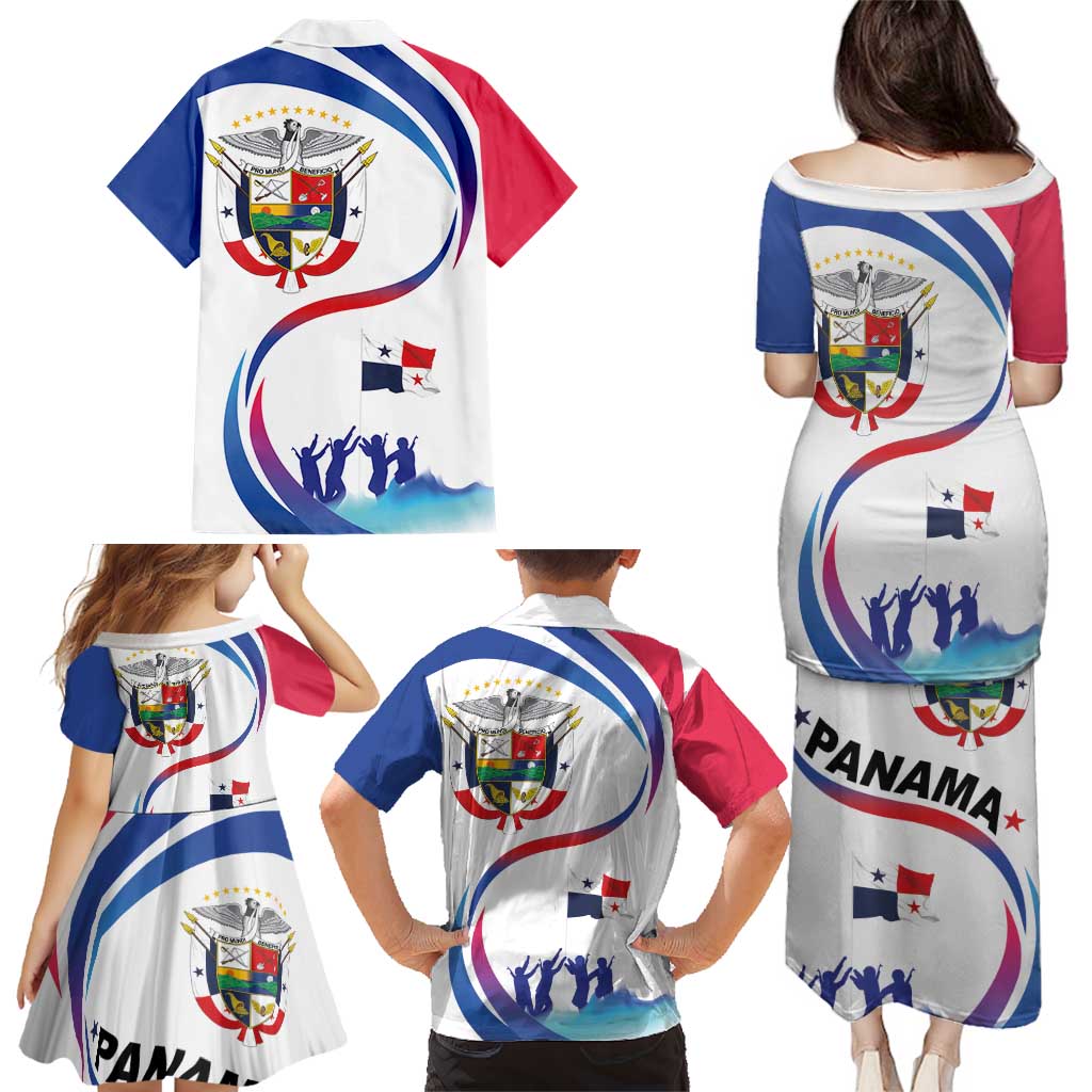 Panama Independence Day Family Matching Puletasi and Hawaiian Shirt Coat of Arms and Freedom - Wonder Print Shop