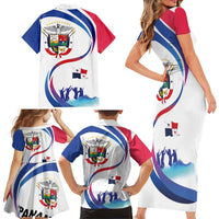 Panama Independence Day Family Matching Short Sleeve Bodycon Dress and Hawaiian Shirt Coat of Arms and Freedom - Wonder Print Shop
