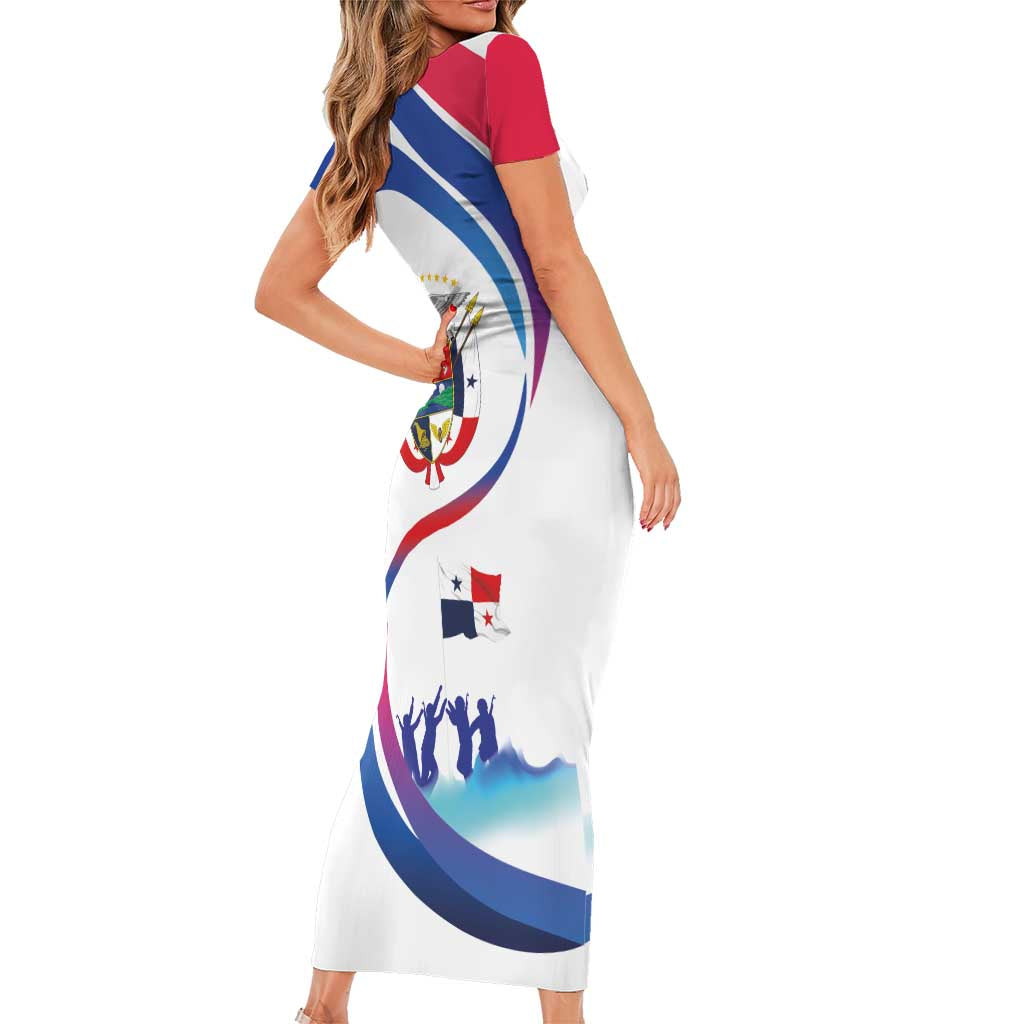 Panama Independence Day Family Matching Short Sleeve Bodycon Dress and Hawaiian Shirt Coat of Arms and Freedom - Wonder Print Shop