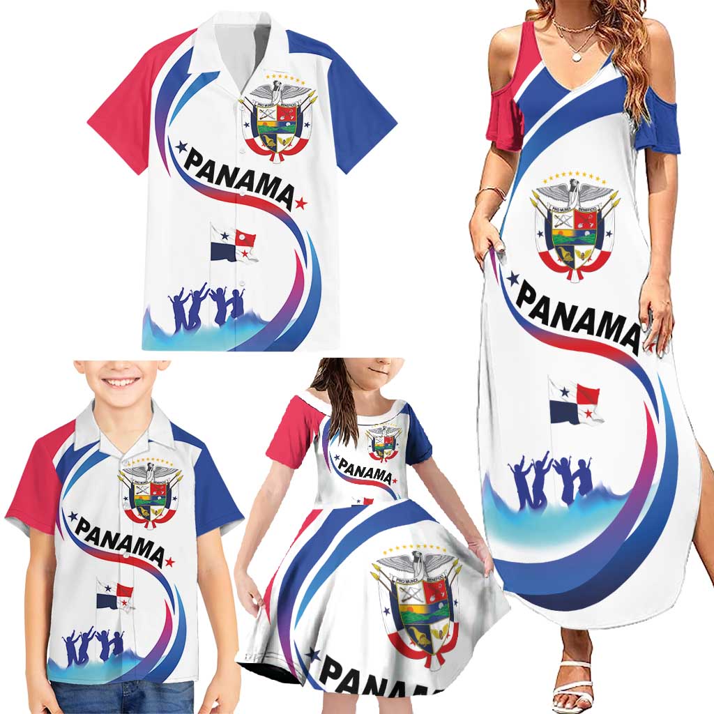 Panama Independence Day Family Matching Summer Maxi Dress and Hawaiian Shirt Coat of Arms and Freedom - Wonder Print Shop