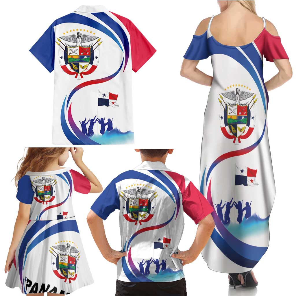Panama Independence Day Family Matching Summer Maxi Dress and Hawaiian Shirt Coat of Arms and Freedom - Wonder Print Shop