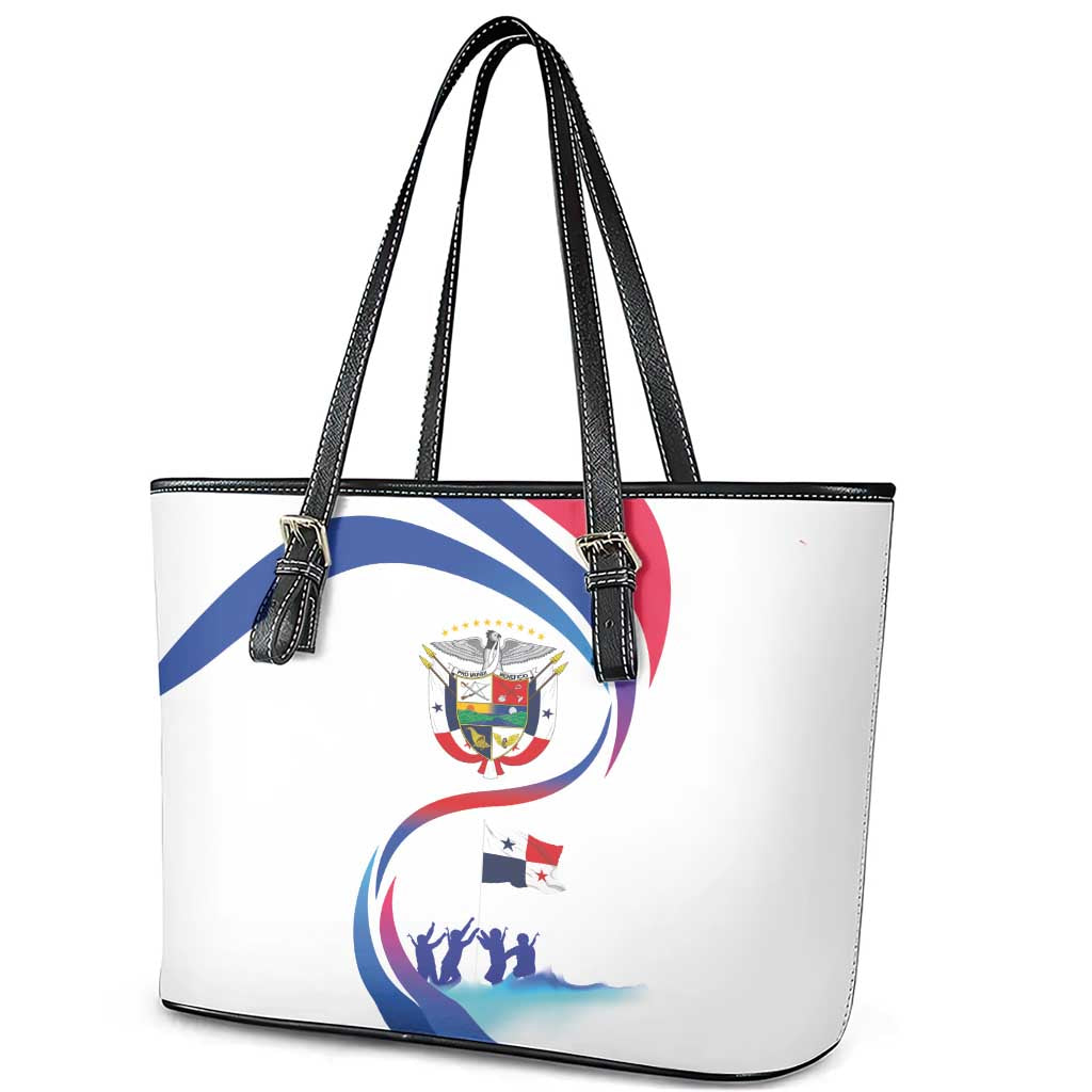 Panama Independence Day Leather Tote Bag Coat of Arms and Freedom - Wonder Print Shop