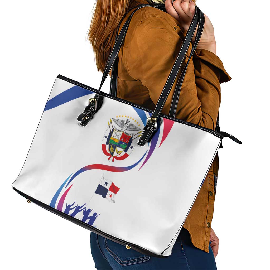 Panama Independence Day Leather Tote Bag Coat of Arms and Freedom - Wonder Print Shop