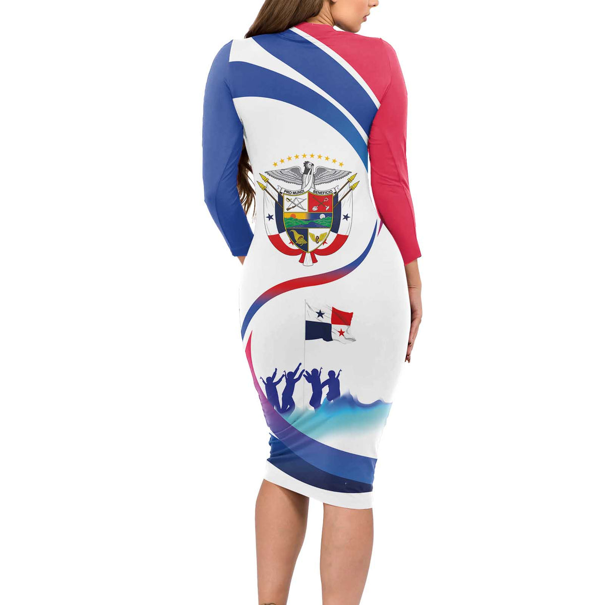 Panama Independence Day Long Sleeve Bodycon Dress Coat of Arms and Freedom - Wonder Print Shop