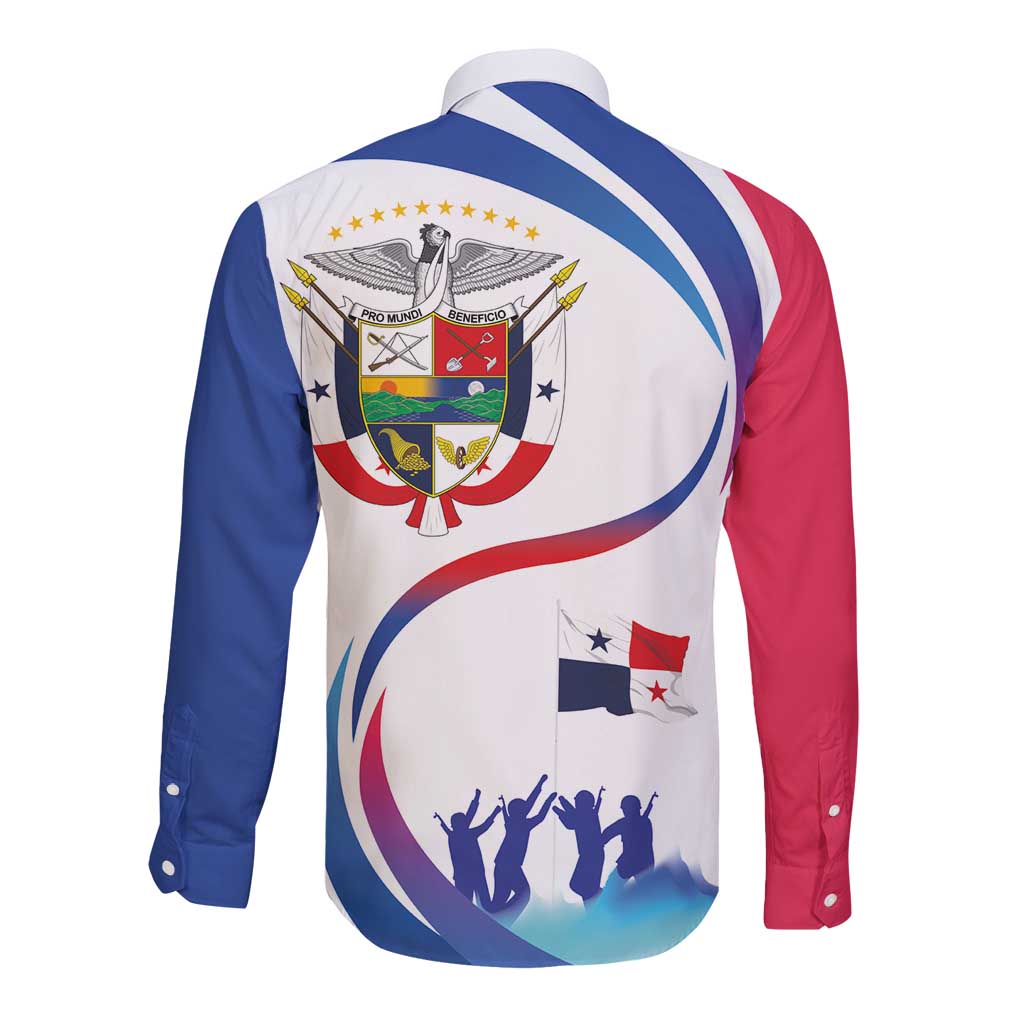 Panama Independence Day Long Sleeve Button Shirt Coat of Arms and Freedom - Wonder Print Shop