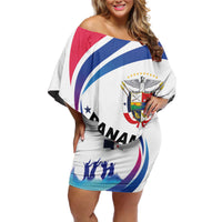 Panama Independence Day Off Shoulder Short Dress Coat of Arms and Freedom - Wonder Print Shop