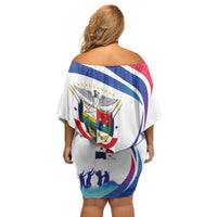 Panama Independence Day Off Shoulder Short Dress Coat of Arms and Freedom - Wonder Print Shop