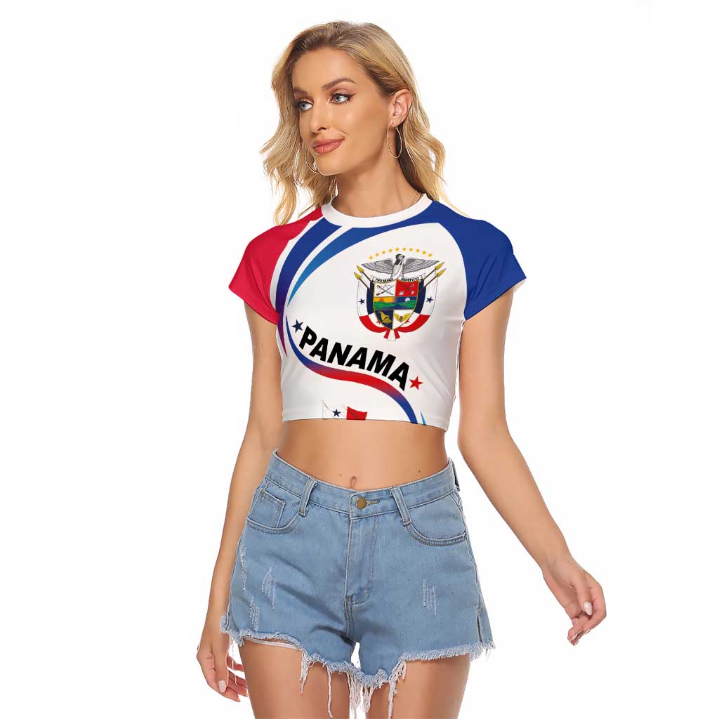 Panama Independence Day Raglan Cropped T Shirt Coat of Arms and Freedom - Wonder Print Shop