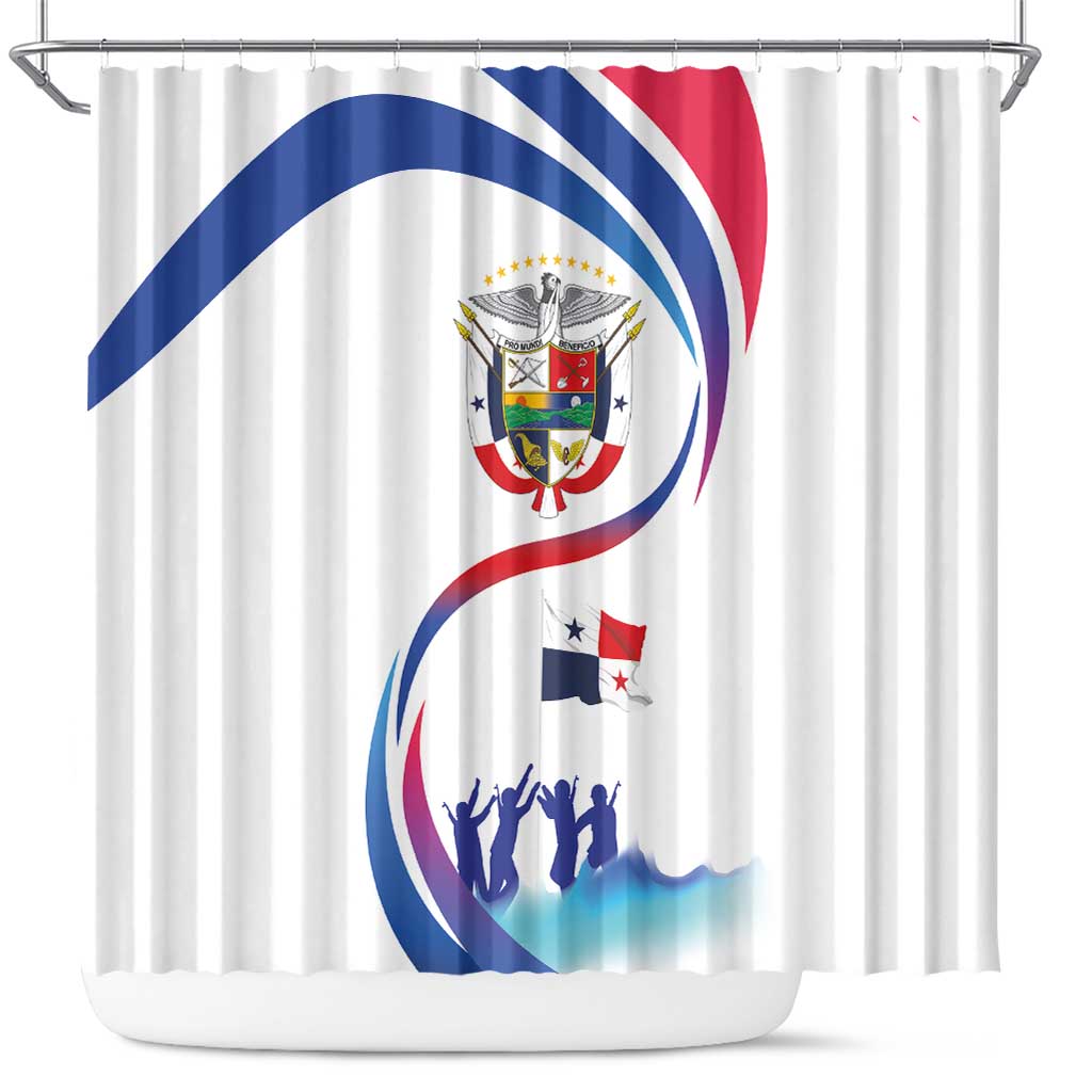 Panama Independence Day Shower Curtain Coat of Arms and Freedom