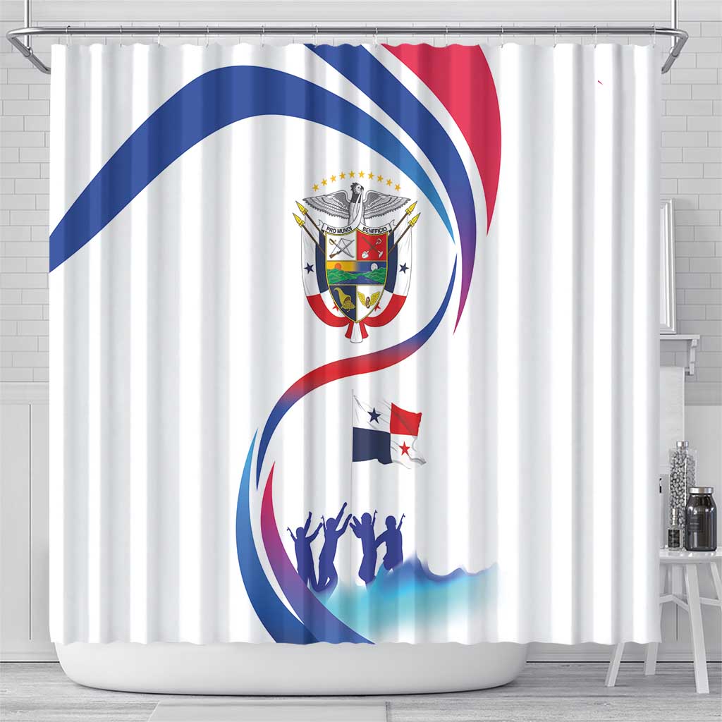 Panama Independence Day Shower Curtain Coat of Arms and Freedom