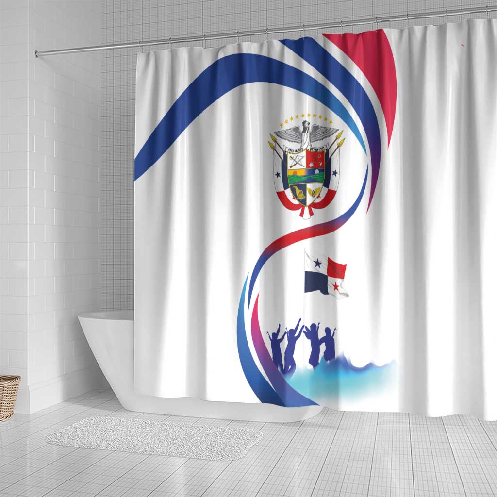 Panama Independence Day Shower Curtain Coat of Arms and Freedom
