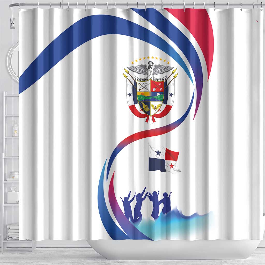 Panama Independence Day Shower Curtain Coat of Arms and Freedom