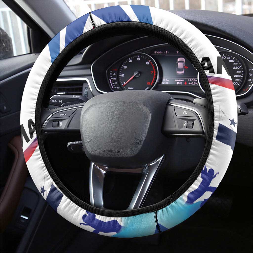 Panama Independence Day Steering Wheel Cover Coat of Arms and Freedom - Wonder Print Shop