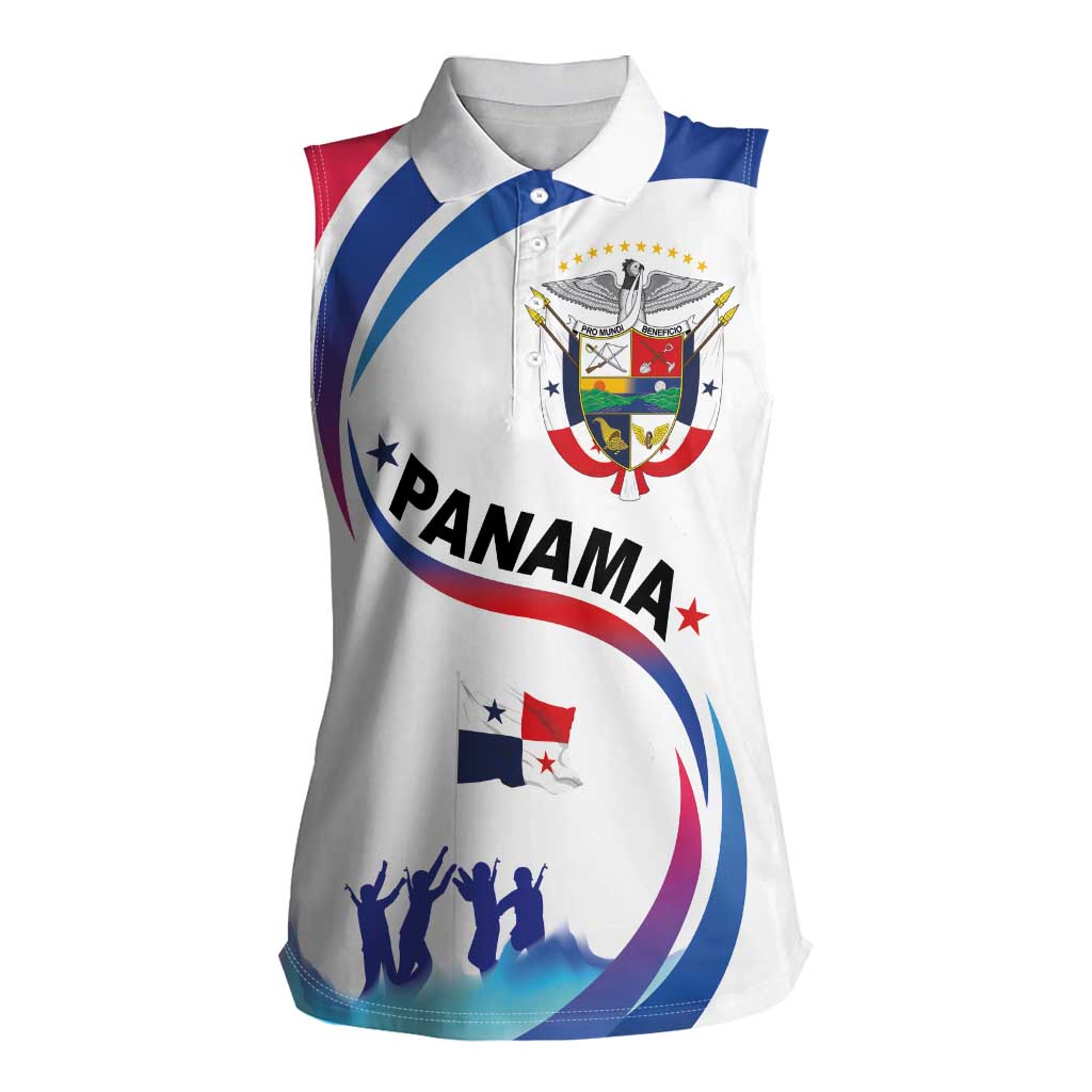 Panama Independence Day Women Sleeveless Polo Shirt Coat of Arms and Freedom - Wonder Print Shop