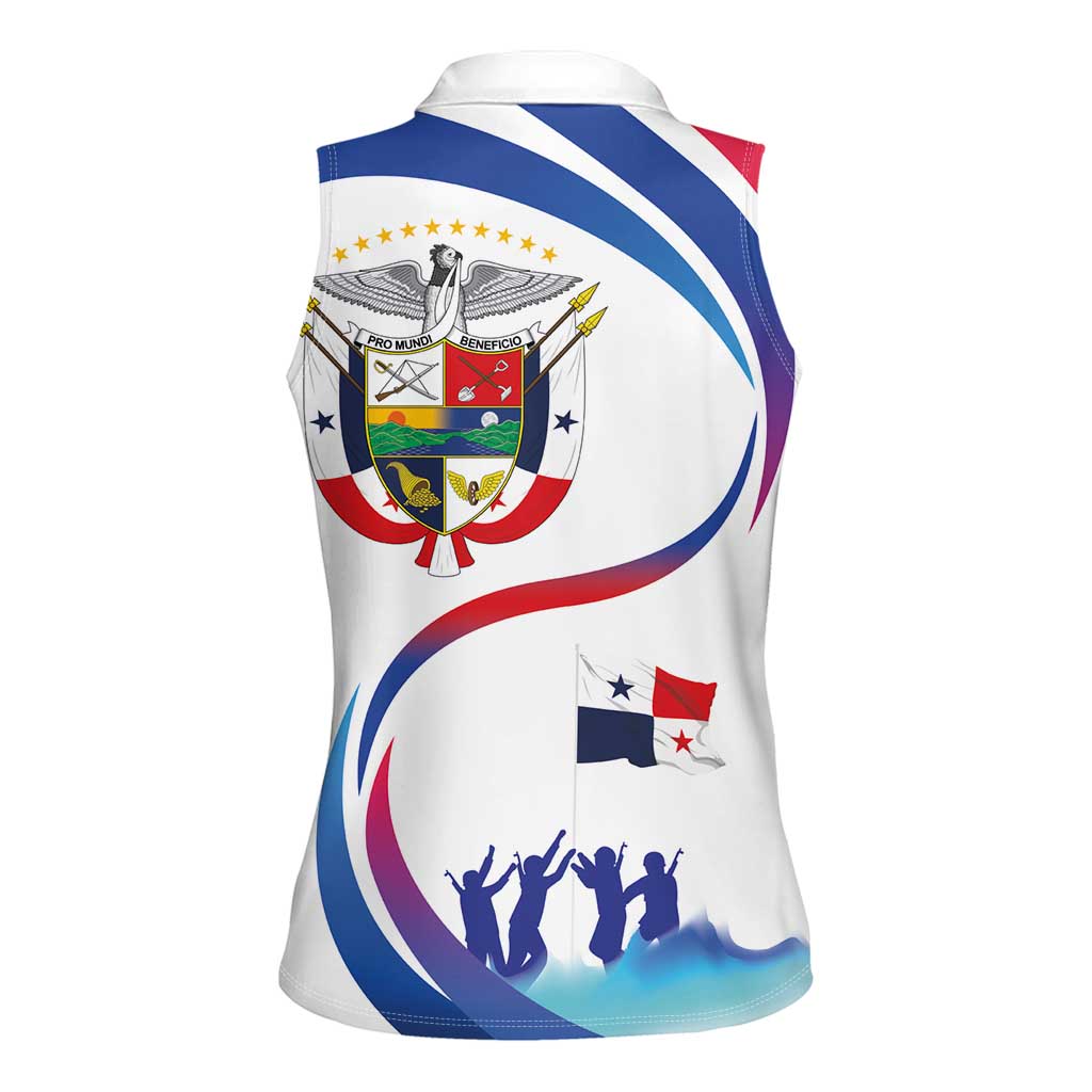 Panama Independence Day Women Sleeveless Polo Shirt Coat of Arms and Freedom - Wonder Print Shop