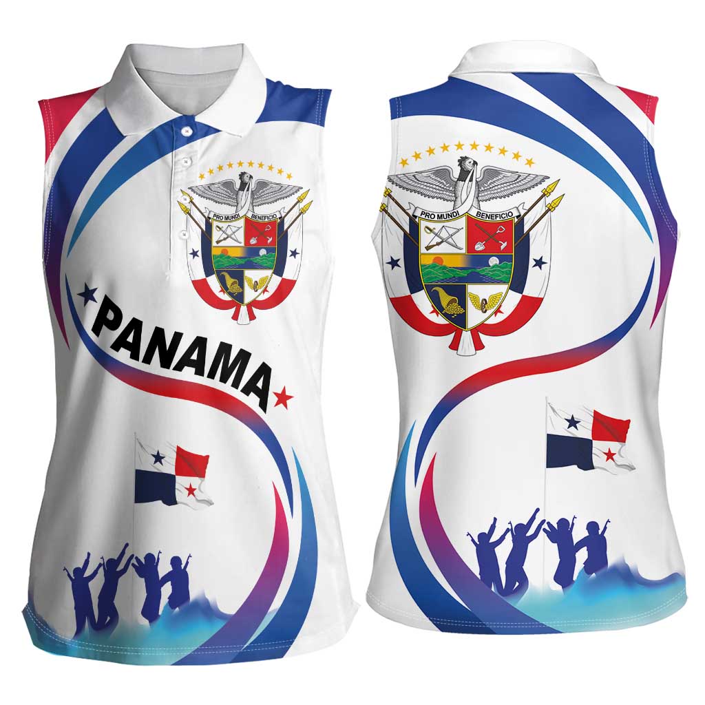 Panama Independence Day Women Sleeveless Polo Shirt Coat of Arms and Freedom - Wonder Print Shop