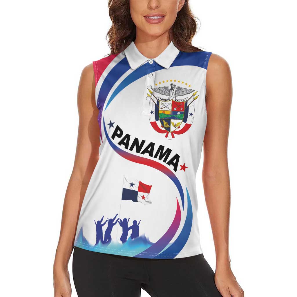 Panama Independence Day Women Sleeveless Polo Shirt Coat of Arms and Freedom - Wonder Print Shop