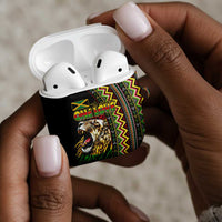 Jamaican Reggae-One Love AirPods Case Tribal African Pattern and Roaring Lion - Wonder Print Shop