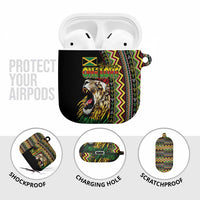Jamaican Reggae-One Love AirPods Case Tribal African Pattern and Roaring Lion - Wonder Print Shop