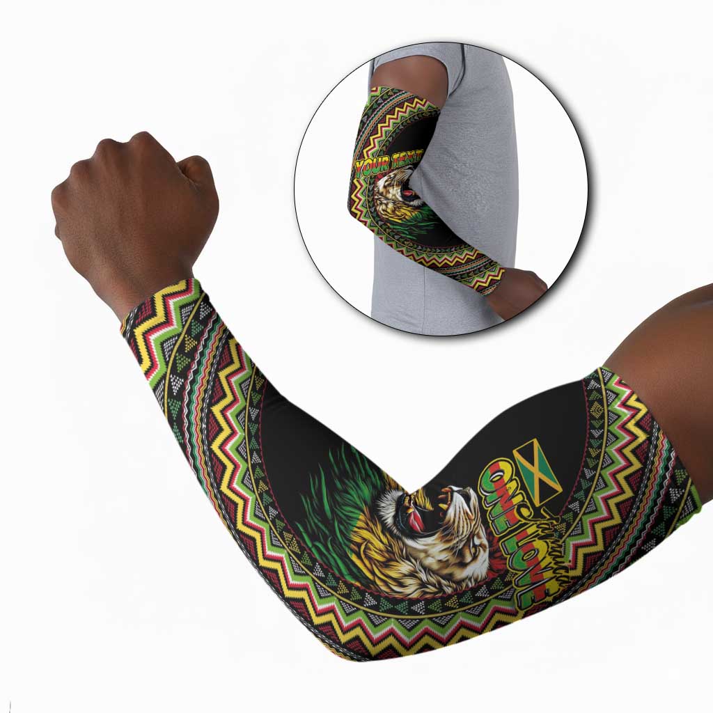 Personalized Jamaican Reggae-One Love Arm Sleeves Tribal African Pattern and Roaring Lion - Wonder Print Shop