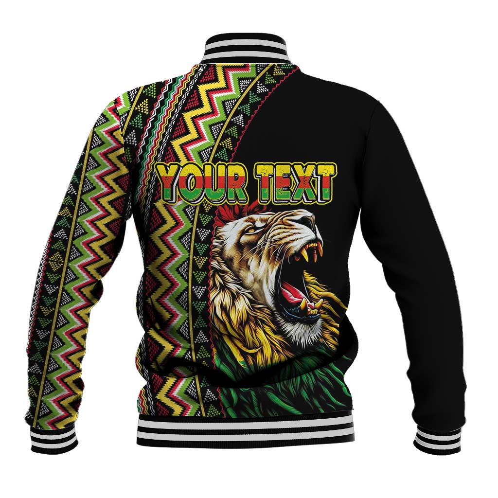 Personalized Jamaican Reggae-One Love Baseball Jacket Tribal African Pattern and Roaring Lion - Wonder Print Shop