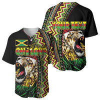 Personalized Jamaican Reggae-One Love Baseball Jersey Tribal African Pattern and Roaring Lion LT03