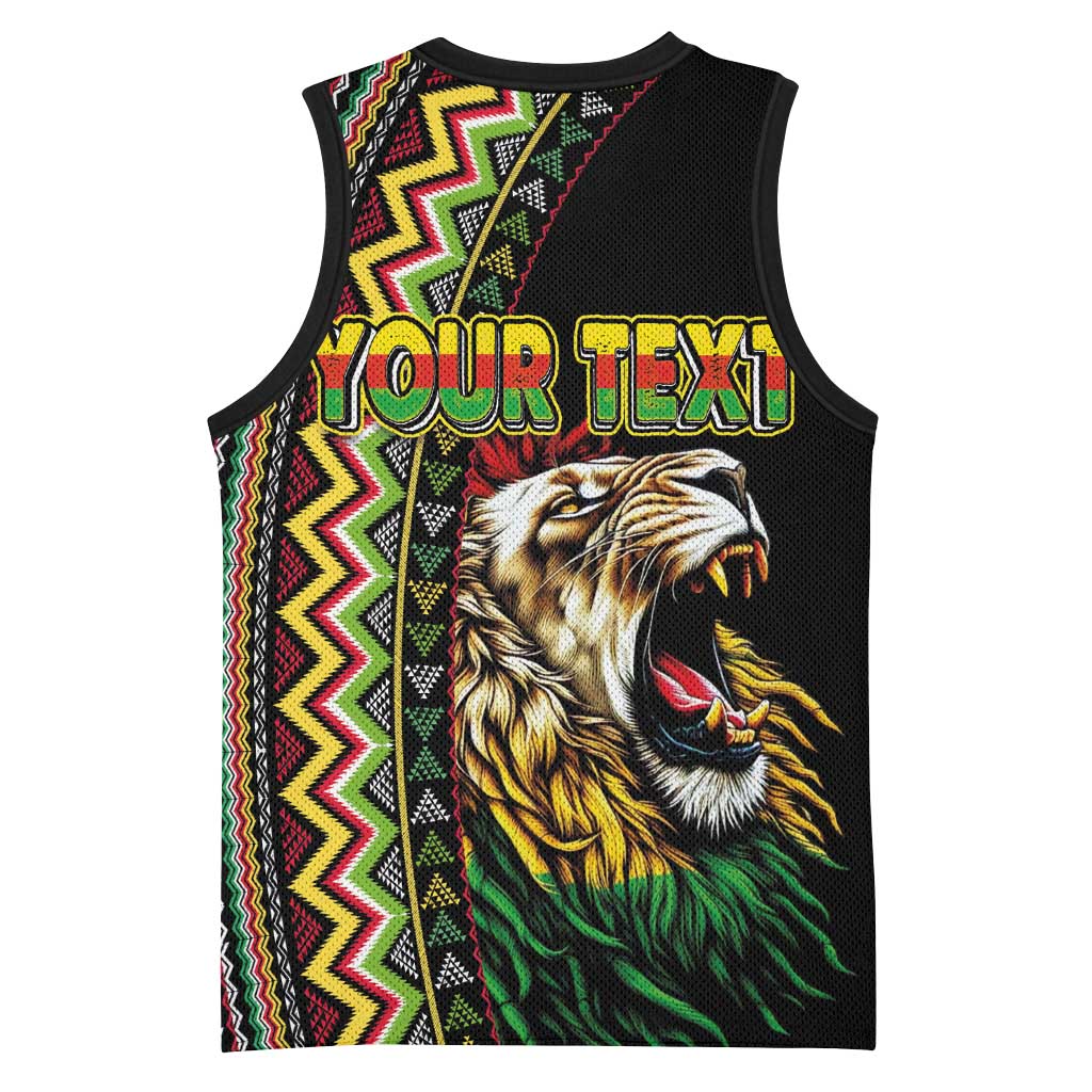 Personalized Jamaican Reggae-One Love Basketball Jersey Tribal African Pattern and Roaring Lion - Wonder Print Shop