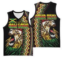 Personalized Jamaican Reggae-One Love Basketball Jersey Tribal African Pattern and Roaring Lion - Wonder Print Shop